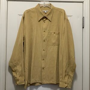 3/$15 men's Geoffrey Beene size XXL gold/tan micro suede button down shirt